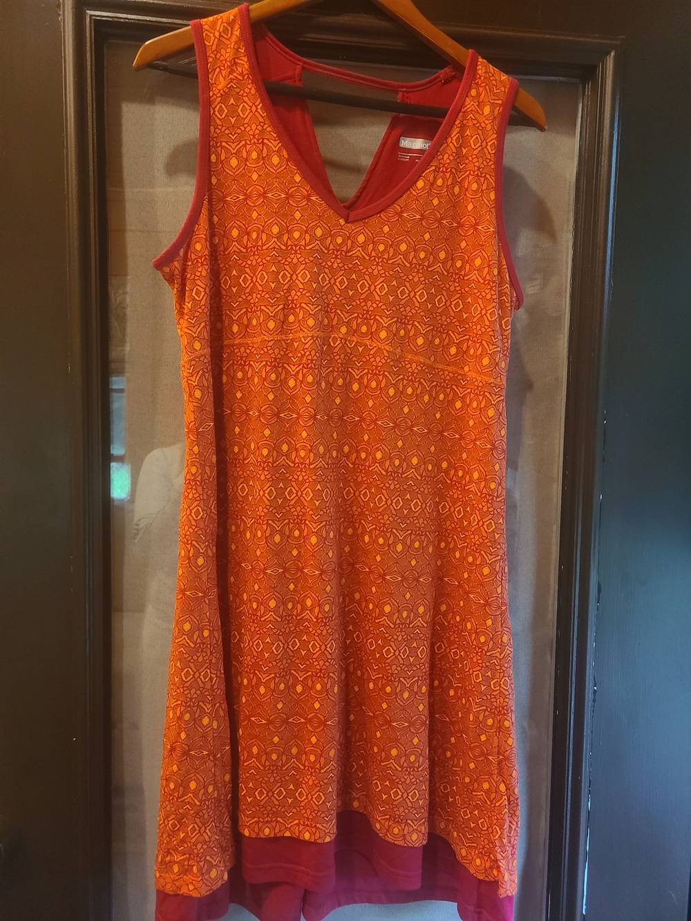 Sleeveless Orange Patterned V-Neck Sundress by Marmot